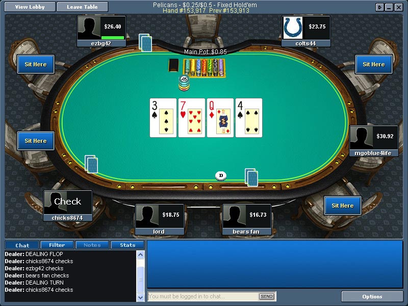 Image of BoDog Poker's Online Poker Table