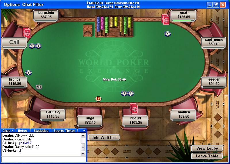 Image of World Poker Exchange's Online Poker Table